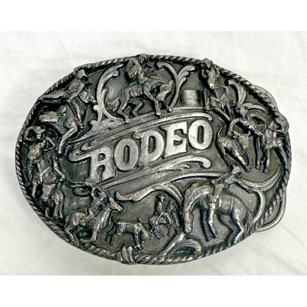 Siskiyou Rodeo Belt Buckle Vtg 1988 Pewter Western Cowboy Heavy Made USA - Picture 1 of 9